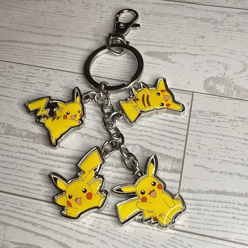 Nintendo Pokemon Pikachu Four Figures Metal Keychain Keyring Pendants 2016 Anime
